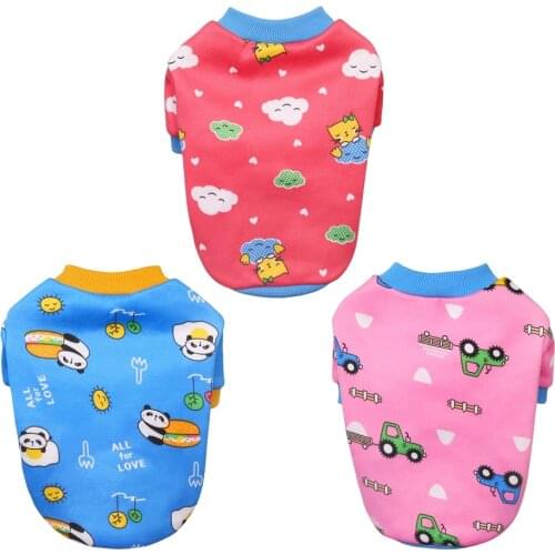Winter Warm Dog Clothes Fleece Pet Puppy Hoodies Coat Jacket Cute Cartoon Printed Dog Clothing Costumes For Small Dogs Cats