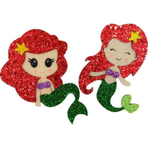 Boutique 10pcs Fashion Royal Glitter Princess Mermaid Hairpins Solid Cute Felt Sea-Maid Hair Clips Princess Hair Accessories