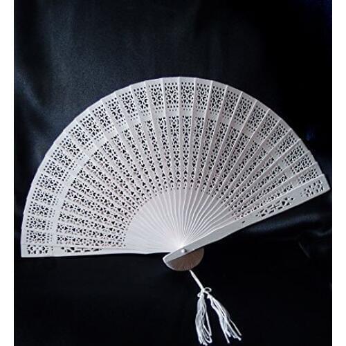 100pcs Personalized Wedding Favor Gift Sandalwood Cutout Fans Wood Color Hand Folding Fan lin2995