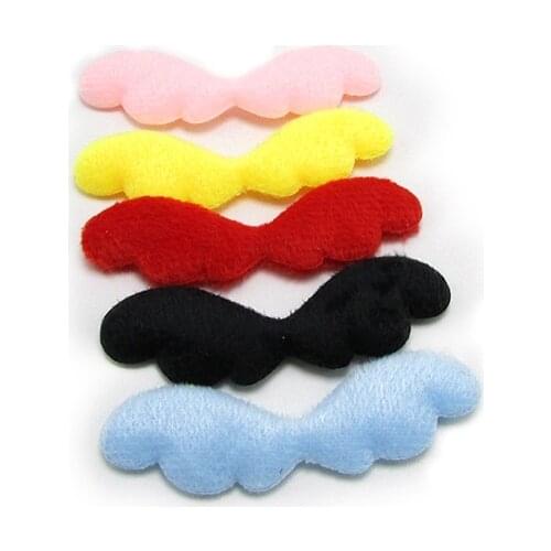 50pcs/lot 6*1.6cm plush felt angel wing Padded Appliques For Bow Clip Accessories DIY Kid patches