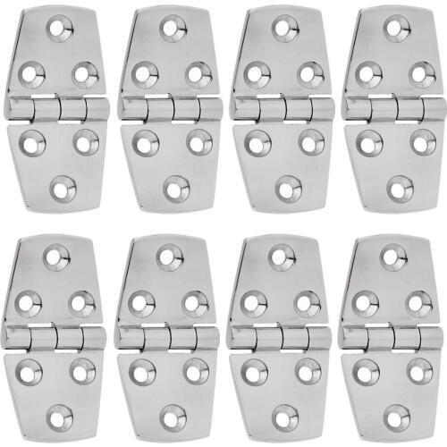 8 Pieces High Polished 316 Stainless Steel Strap Hinge Door Hinge Flush Mount Deck Hardware for Marine Boat Yacht RV Caravan