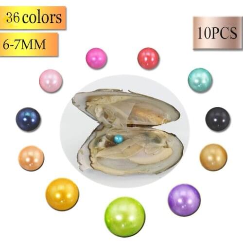 AAA Grade Freshwater Wish Pearl Oyster Colored Round Pearl Oyster 6-7mm Pearl Mussel 36 Colors 10pcs/lot FP022