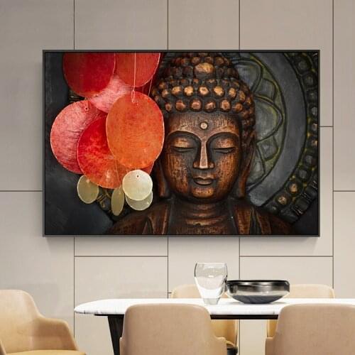 Abstract Face Buddha Oil Painting on Canvas Cuadros Posters and Prints Scandinavian Wall Art Picture for Living Room Home Decor
