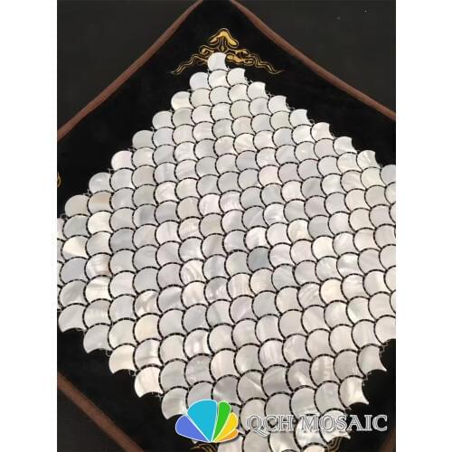 White color mother of pearl mosaic tile for kitchen backsplash and bathroom wall tile 11 square feet/lot fan pattern