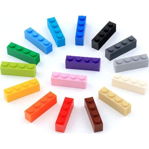 50PCS DIY Building Blocks Figures Thick Bricks 1x4 Dots Educational Creative Size Compatible With lego Toys for Children