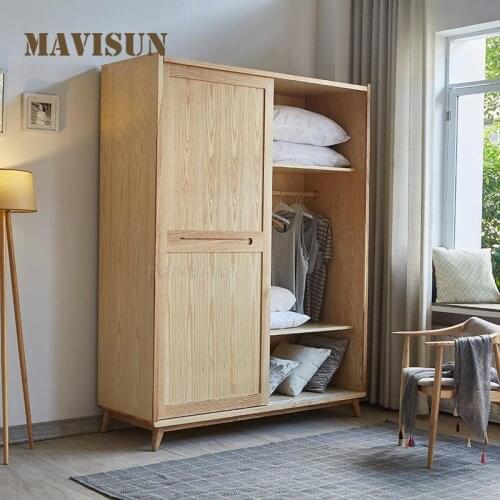 Living Room Solid Wood Large Storage Cupboard Bedroom Cabinets For Clothes Modern And Simple Wardrobe For Clothes Assembly