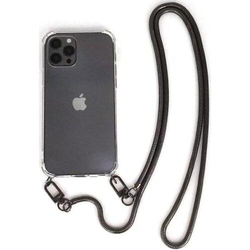 Transparent Strap Cord Metal Chain Tape Necklace Phone Cases For iPhone 12 7 8 6s 6 Plus 11 Pro X XR XS Max SE 2020 Cover funda