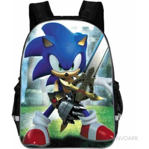 13 Inch SONIC RACING Backpack Children Cartoon Sonic Backpacks Boys Girls SchoolBag For Kindergarten Daily Backpack Kids BookBag