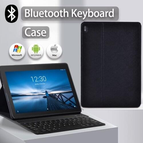For Lenovo TAB E10 TB-X104F 10.1 Inch Pure black leather Tablet Stand Cover Case + Mini Wireless Keyboard Bluetooth Keyboard+Pen