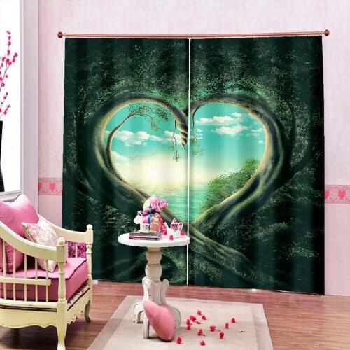 Home Personalized Love Shape 3D Printing Curtain Sunshade Material Custom Decorative Curtain Bedroom Living Room Curtain