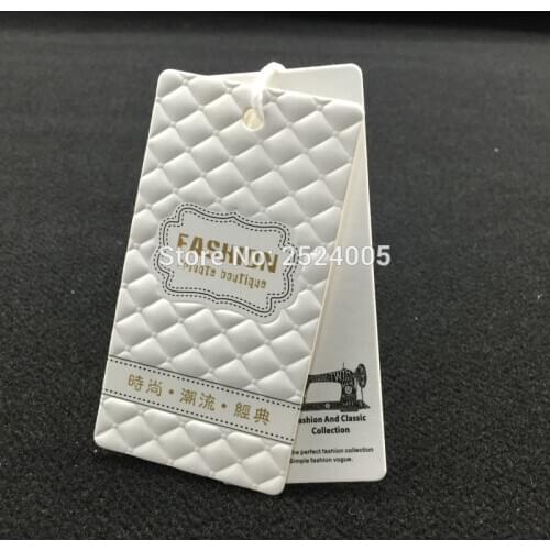 Customized clothing embossed cardboard tag/garment paper tag printing/clothing label/trademark/logo/main label 1000 pcs a lot