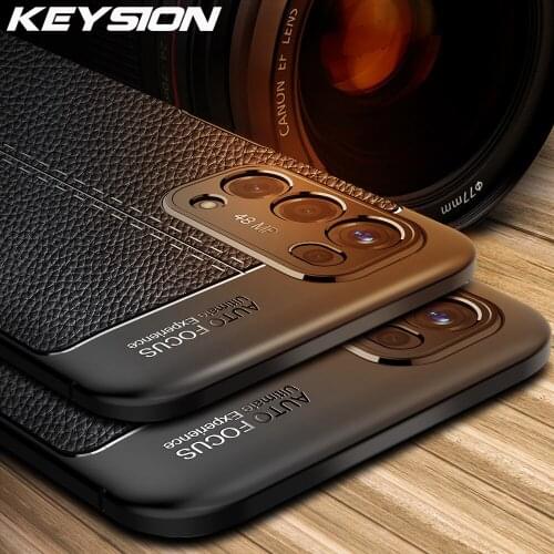 KEYSION Shockproof Case For OPPO A74 5G A95 A55 A54 A94 4G leather texture soft silicone Phone back cover for OPPO F19 Pro+ Plus