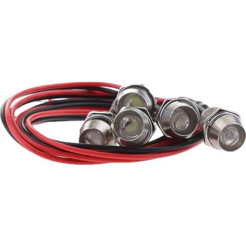 Pack of 5 LED 12V 1.8W Indicator Light Car Boat Dashboard Panel Bulbs White