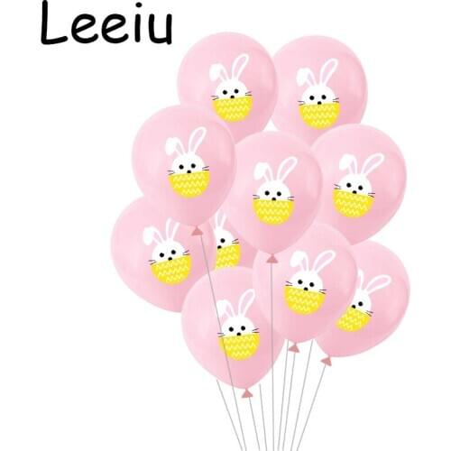 Leeiu 10pcs Colorful Pink Rabbit Balloons Easter Party Decoration Animal Latex Ballons Happy Easter Kids Birthday Helium Baloon
