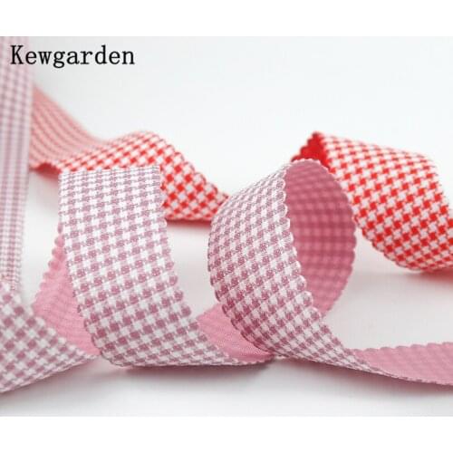 Kewgarden DIY Bow Hair Accessories Handmade Tape Wavy edge Plaid Ribbons 1.5" 1" 10 25 38mm Flower Houndstooth Riband 10 Yardss