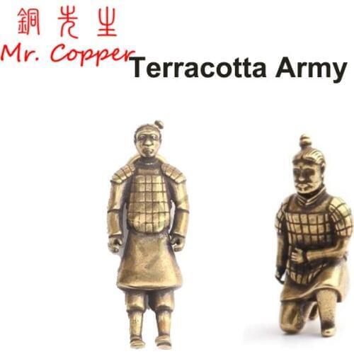 Copper Great Emperor of China Terracotta Warriors Miniatures Figurines Vintage Brass Terracotta Army Statue Ornaments Home Decor