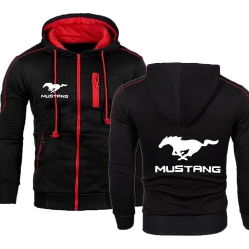 2021 New Spring Autumn Fashion Men Hoodie Mustang Logo Print High Quality Cotton Sweatshir 6 Colors