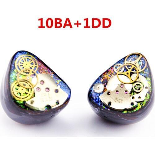 Newest Wooeasy 10BA With 1 DD in Ear Earphone Colorful Gear Custom Made Hybrid Around Ear Earphone With MMCX Plated Earphone