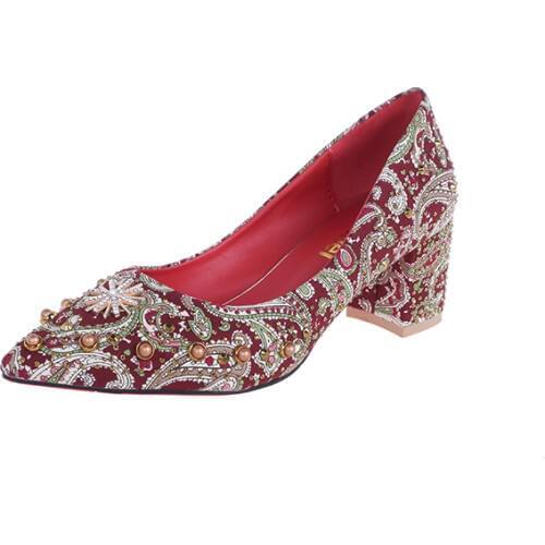 New Women Pumps Shoes Mixed Color Cloth Shallow Pointed Toe Slip-On Thin High Heels Sexy Lady Party Female Shoes U14-42