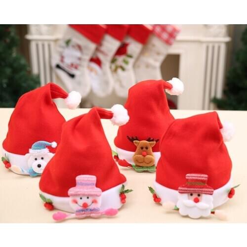 New Christmas Decorations Adult Kid LED Light Up Cap Santa Claus Snowman Elk Children Hat Xmas Gift New Year Decorate