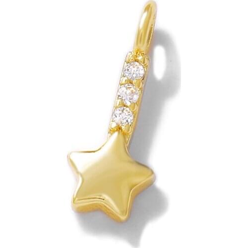 Factory wholesale Gold Color Brass and Zircon Stars Charms Pendants Necklace and Bracelet Earring Diy Jewelry Accessories