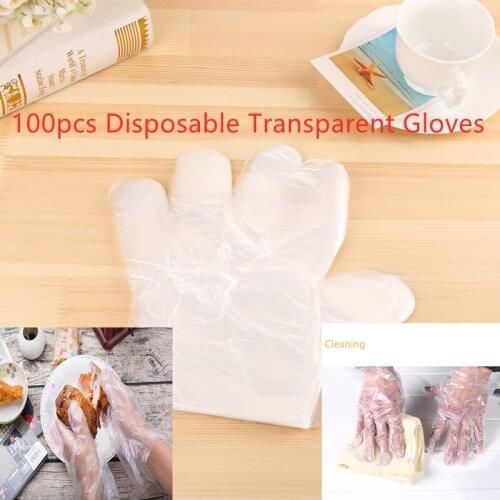 100Pcs Transparent Disposable Gloves Kitchen Restaurant Eco-friendly Fruit Vegetable Food Clear Gloves Household Accessories