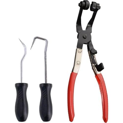 Bend Plier with Oil Pipe Hook Car Tube Clamp Long Automotive Hose Clamp Pliers Straight Throat Tube Bundle Clamp Removal Tool
