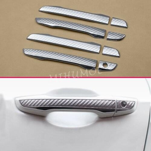 Door Handle Strips For Honda CRV 5th 2017 2018 2019 2020 CR-V Chrome Carbon Fiber Texture Cover Accessories