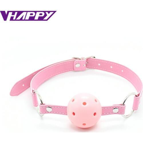 Multi Colors PU Leather Breathable Open Mouth Ball Gag Collar Kit Sexy Toy Adult Games produtos eroticos para casal VP-Mg004005A