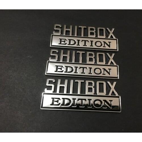Promotion 3pcs SHITBOX EDITION emblem Chrome matte Badges