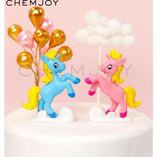 Pink Blue Unicorn Party Cake Topper Baby Boy Girl Unicorn Birthday Cake Topper Baby Shower Gender Reveal Party Cake Toppers