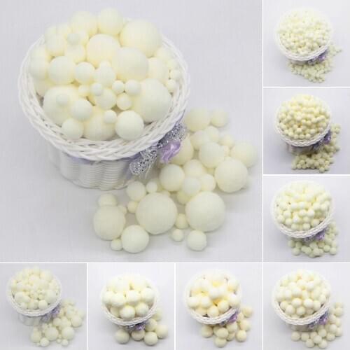 Light yellow Pompom 8mm 10mm 15mm 20mm 30mm Round Pom Poms Fur Balls DIY Toys Crafts Pompoms for Kids Wedding Home Decorations