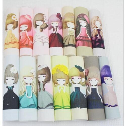 Cute girl diy felt linen cotton fabric cloth dolls for sewing patterns crafts handicraft printed material patchwork bag fabric