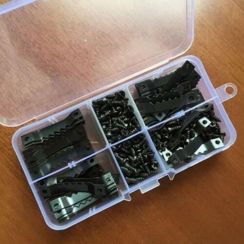 W3JA 100pcs Single Sided Sawtooth Hanging Picture Photo Frame Hangers Hooks With 200pcs Screws Accessories