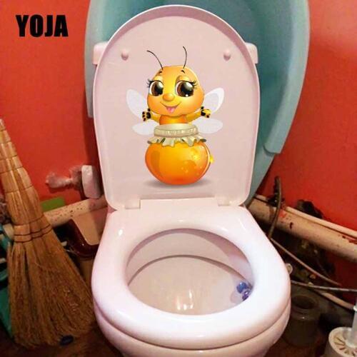 YOJA 15.7X23.1CM Intereting Toilet Wall Sticker Decal Cute Little Bee Kids Room Decoration T5-0947