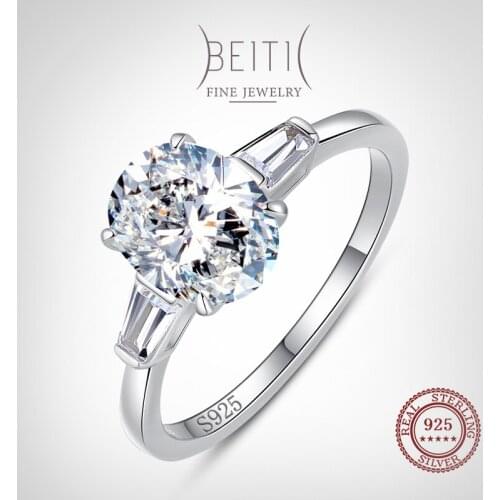 Beitil Exquisite Fashion Clear Zircon Finger Ring Genuine 925 Sterling Silver Jewelry For Women Romantic Wedding Jewelry