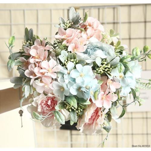 1 Bouquet Camellia Artificial Peony Rose Flowers Silk Fake flores Wedding Flower DIY Home Garden Party Decoration