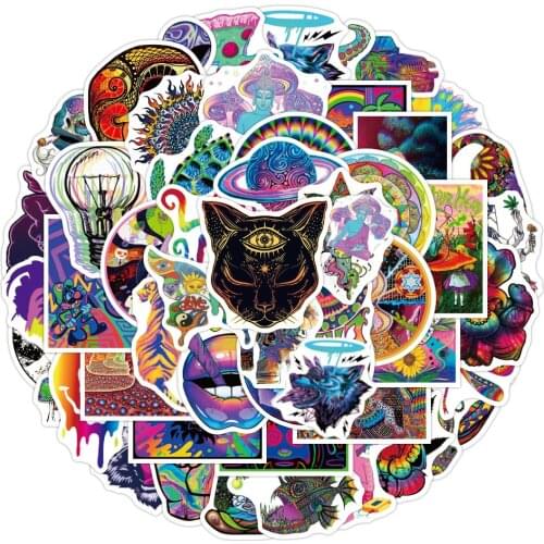 10/30/50PCS Psychedelic Art Graffiti Stickers Aesthetics Skateboard Guitar Motorcycle Laptop Cool Waterproof Decal Sticker Toys