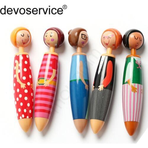 10Pcs/Lot Cartoon Doll Ballpoint Pen Plastic Material Kawaii Press Pens For Student Stationery Prizes Office School Supplies