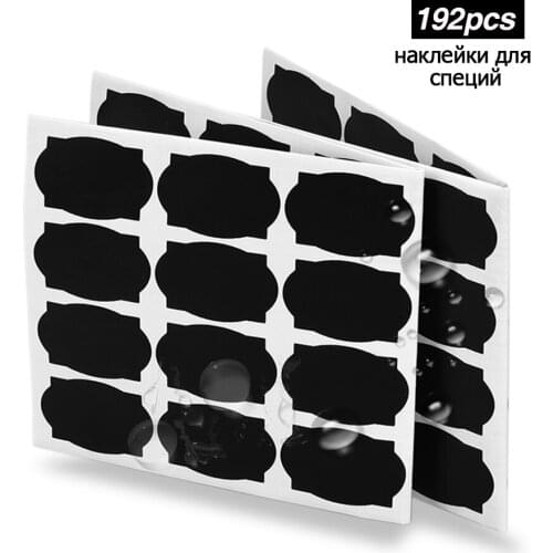 192pcs Spice Stickers Removable Kitchen Label Sticker Jars Stickers Organizer Storage Bottles Jar Jam Labels Blackboard Decals