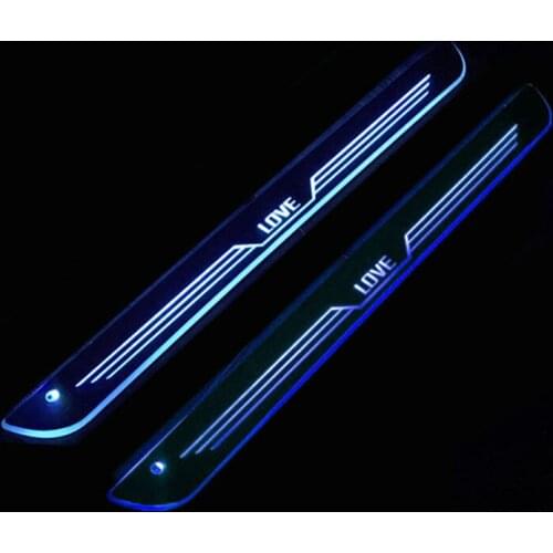 2Pcs Blue LED 12V Car Front Door Sill Scuff Cover Induction Light Welcome Lamp