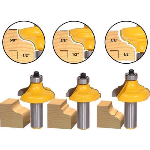 3pcs/set Bit Edge Molding Router Bit Set - Ogee - 1/2" Shank
