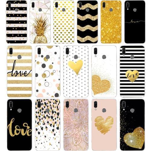 319FG amp yellow gold glitter Soft Silicone Tpu Cover phone Case for huawei Honor 8 Lite 8X