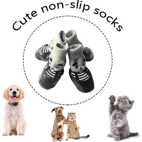 4pcs/set Cute Cotton Rubber Pet Dog Shoes Waterproof Non-slip Dog Rain Snow Boots Socks For Puppy Large Small Cats Dogs