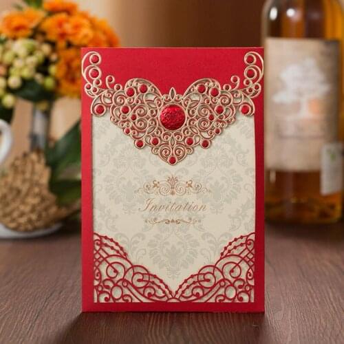 50pcs European Bronzing Paper Wedding Invitation Card Carved Crafts Card for Wedding Favor Party Decoration