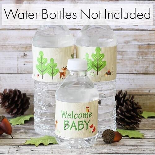 6pcs Welcome Baby Water Bottle Label Stickers Woodland Animal Tag for Gender Reveal Christening Decor Baby Shower Supplies