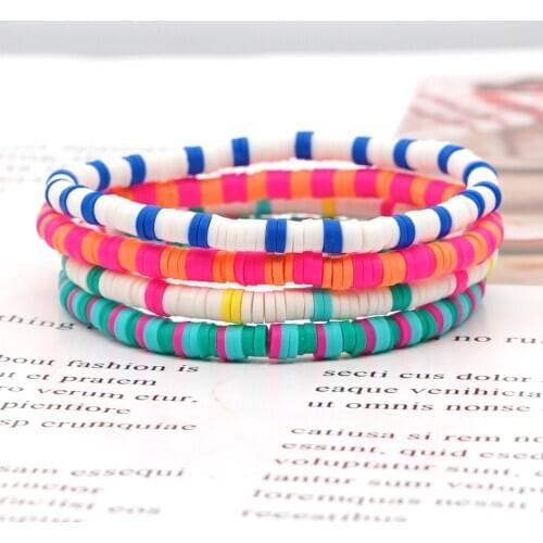 Go2Boho Boho Jewellery 4mm Heishi Bracelet For Women Jewelry 2020 Colorful Polymer Clay Beads Bracelets Femme Batch Wholesale