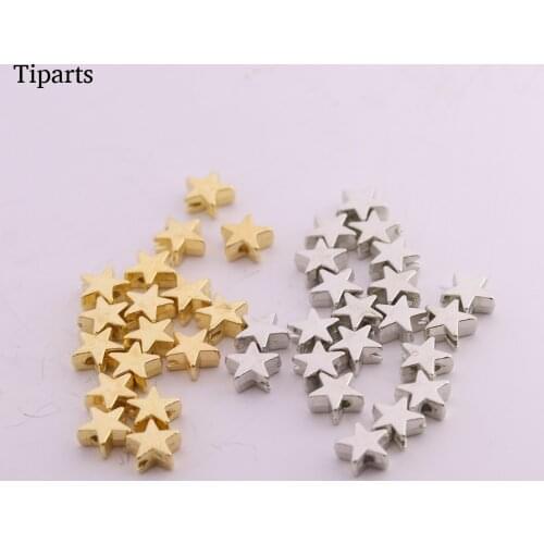 200pcs/lot 6*6mm Inside Hole 1mm Gold Silver Color Star Spacer Beads End Caps Beads DIY Jewelry Making Findings Charm Beads