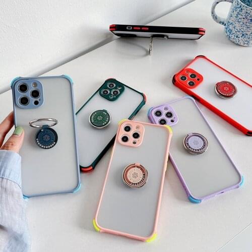 With Ring Camera Protection Phone Case For Huawei P smart Z S 2021 2020 P50 Pro Honor V40 X10 9S 9A 9C 8S 8A Matte Back Cover