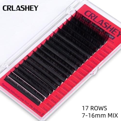CRLASHEY 17rows/case 7~16mm mix premium natural synthetic mink individual eyelash extension makeup maquiagem cilios